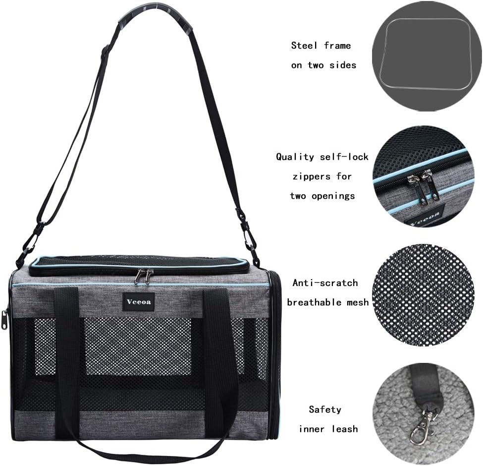 Vceoa 19x12x12 Inches Cat, Dog Carrier for Pets Up to 22 Lbs, Soft-Sided Cat Bag Animal Carriers Travel Puppy Carry As a Toy of Fabric Pet Home Vceoa 19x12x12 Inches Cat, Dog Carrier for Pets Up to 22 Lbs, Soft-Sided Cat Bag Animal Carriers Travel Puppy Carry As a Toy of Fabric Pet Home