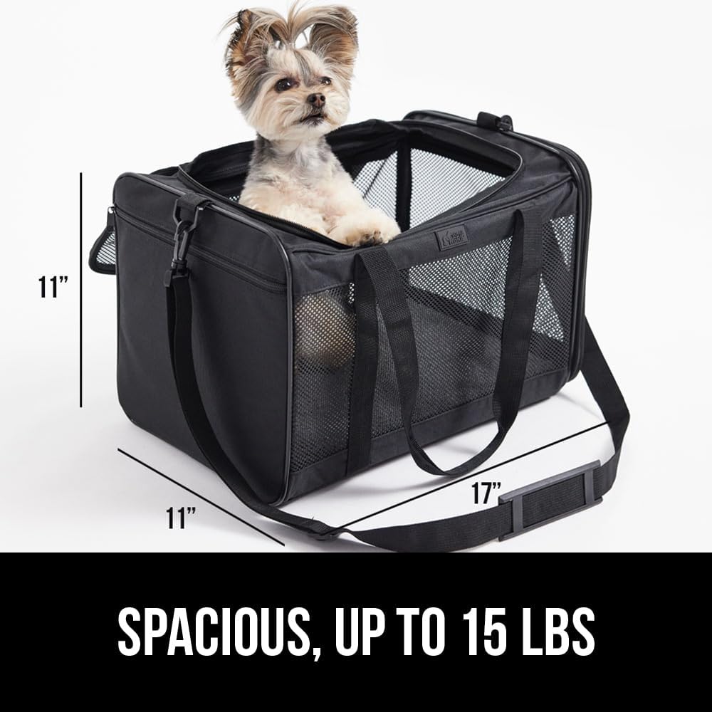 GORILLA GRIP Cat Carrier Travel Bag Up to 15 Lbs, Soft Collapsible Small Dog Carriers, Top and Side Entry Breathable Mesh, Grip Feet on Underside, Cozy Washable Waterproof Pad, Portable Kennel, Black GORILLA GRIP Cat Carrier Travel Bag Up to 15 Lbs, Soft Collapsible Small Dog Carriers, Top and Side Entry Breathable Mesh, Grip Feet on Underside, Cozy Washable Waterproof Pad, Portable Kennel, Black
