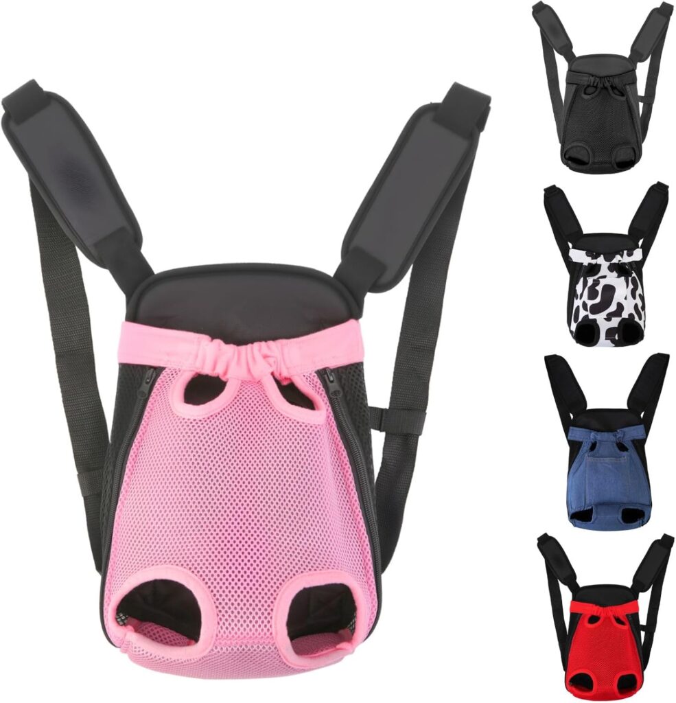 Inspack Dog Backpack Carrier/Cat Carrier, Adjustable Pet Front Carriers Travel Bag for Puppy Medium Dogs, Legs Out, Soft Ventilated Doggie Chest Carry Backpacks for Hiking/Camping, 2.5-4 lbs, Pink Inspack dog backpack carrier review