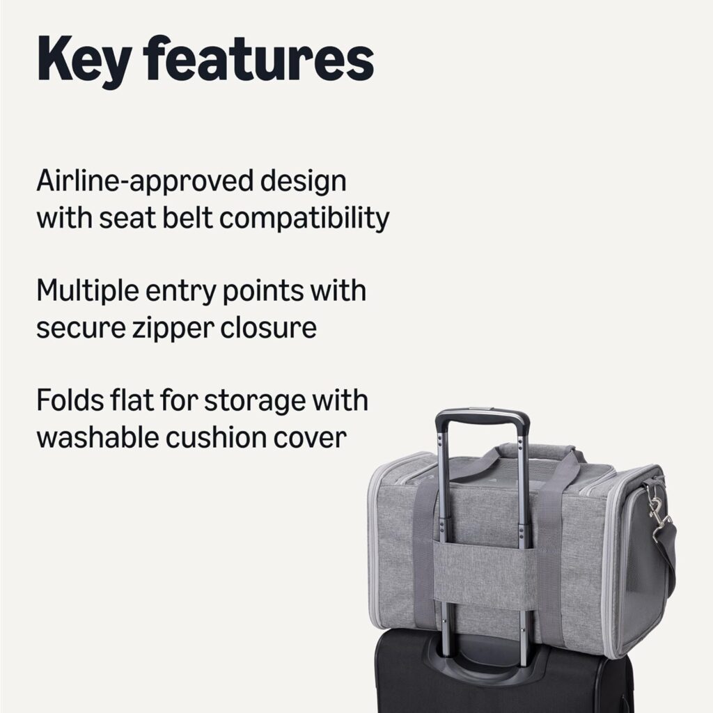 Amazon Basics Soft Cat Dog Carrier with Adjustable Shoulder Strap, Airline-Approved, Foldable and Portable Design, Mesh Ventilation, Folds Flat for Storage Amazon basics soft cat & dog carrier review