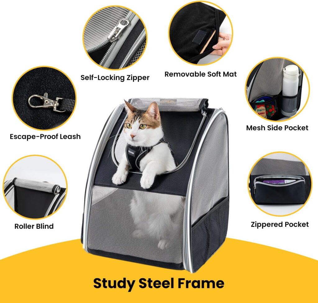 Cat Backpack Carrier for Small Dogs and Cats Fit Up to 15 Lbs,Small Dog Backpack, Foldable with 3-Side Mesh Windows, Pet Carrier for Travel Hiking Friendly,Gray Cat backpack carrier for small dogs review