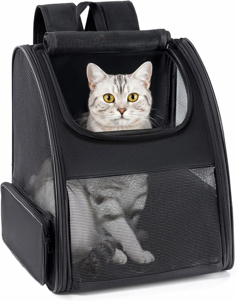 Cat Backpack Carrier for Small Dogs and Cats Fit Up to 15 Lbs,Small Dog Backpack, Foldable with 3-Side Mesh Windows, Pet Carrier for Travel Hiking Friendly,Gray Cat backpack carrier for small dogs review