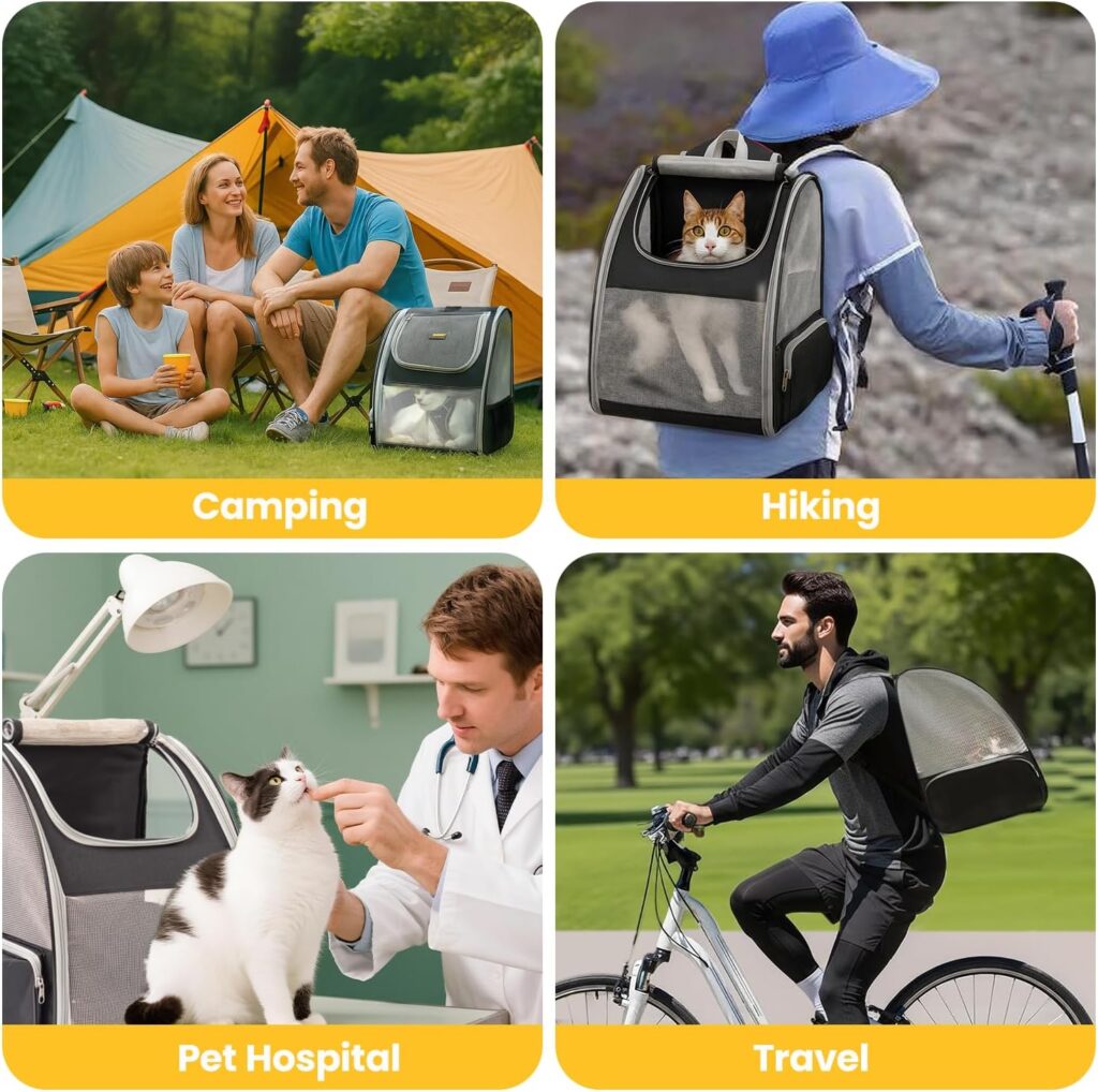 Cat Backpack Carrier for Small Dogs and Cats Fit Up to 15 Lbs,Small Dog Backpack, Foldable with 3-Side Mesh Windows, Pet Carrier for Travel Hiking Friendly,Gray Cat backpack carrier for small dogs review
