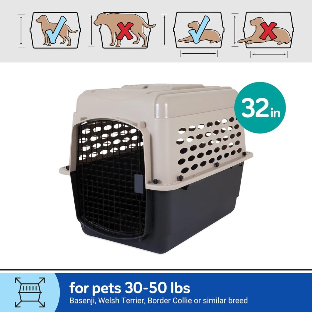Petmate Vari Dog Kennel - Portable Dog Carriers Crates for Medium Dogs, Airline-Friendly, Durable Plastic, Pet Carrier For Home and Travel, 32 Inches, Taupe and Black Petmate vari dog kennel review