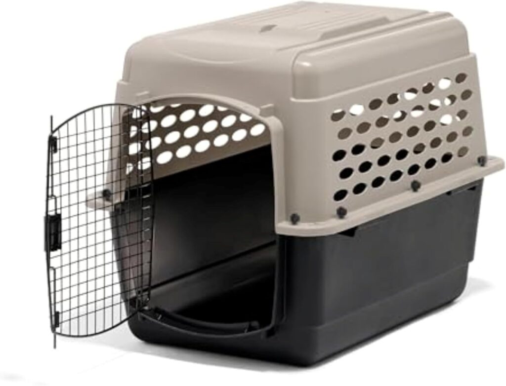 Petmate Vari Dog Kennel - Portable Dog Carriers Crates for Medium Dogs, Airline-Friendly, Durable Plastic, Pet Carrier For Home and Travel, 32 Inches, Taupe and Black Petmate vari dog kennel review