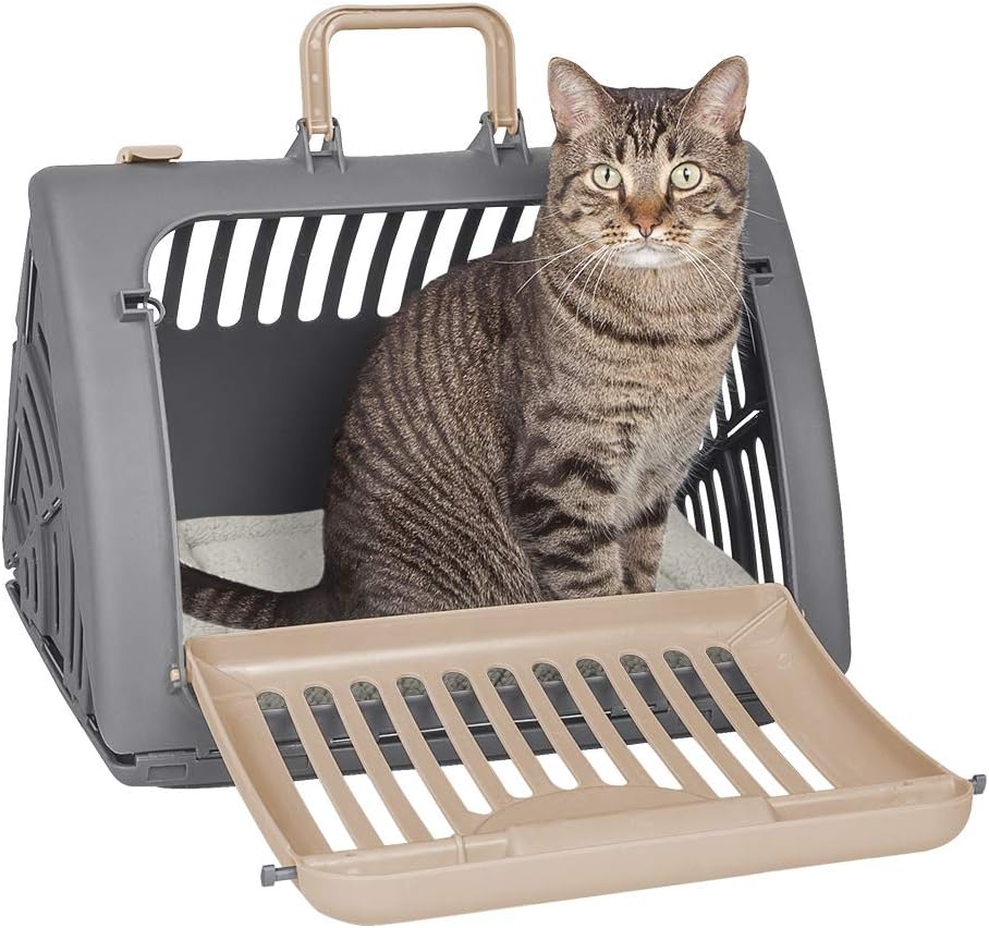 Sport Pet Designs Foldable Travel Cat Carrier - Front Door Plastic Collapsible Carrier Collection, Waterproof Bed Sport Pet Designs Foldable Travel Cat Carrier - Front Door Plastic Collapsible Carrier Collection, Waterproof Bed