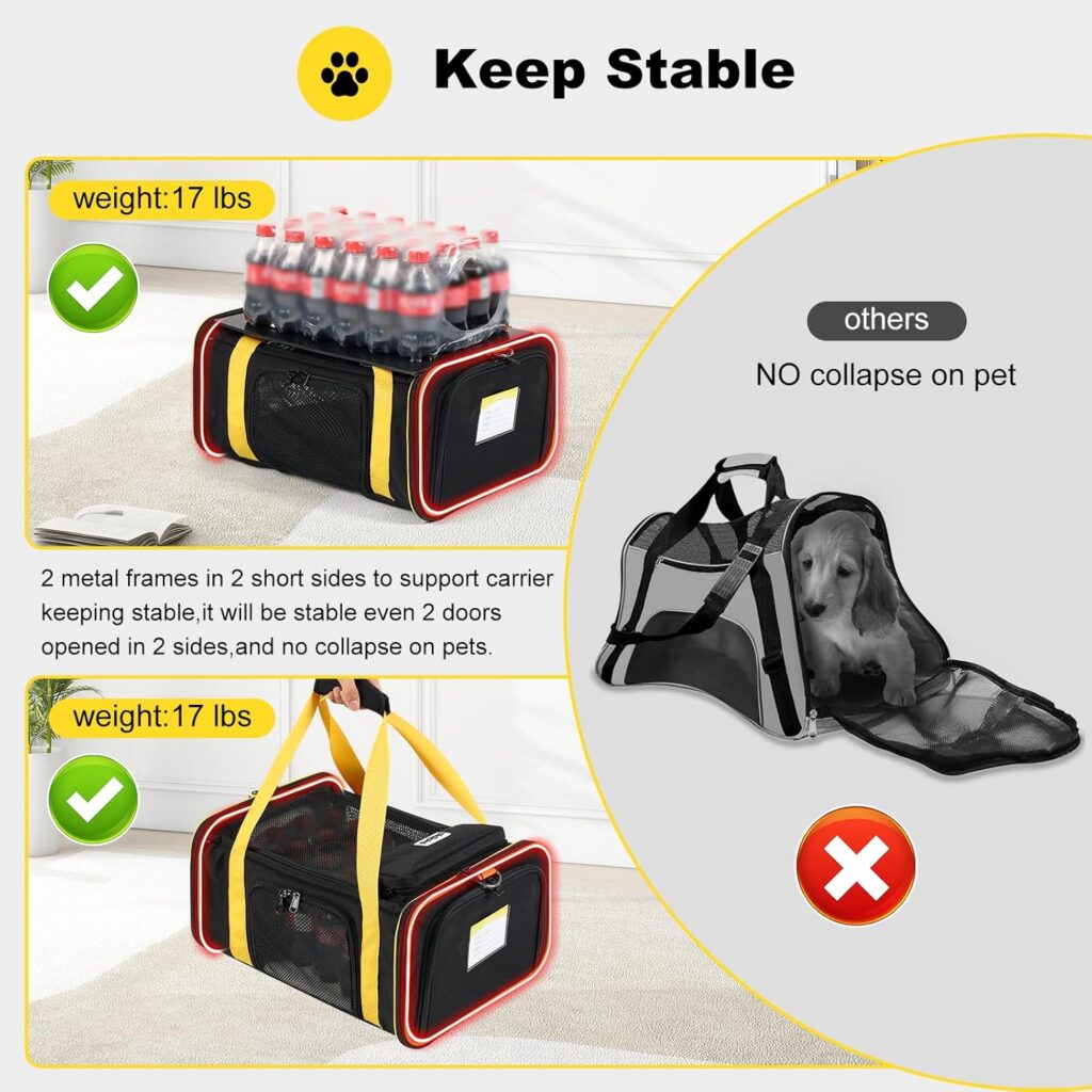 18.5(L) x13.5(W) x9.5(H) Southwest Airlines Approved Expandable pet Carrier,for Extra-Small Dog Puppy cat Weight up to 6 lbs and Length up to 17(Black) Southwest airlines approved expandable pet carrier review