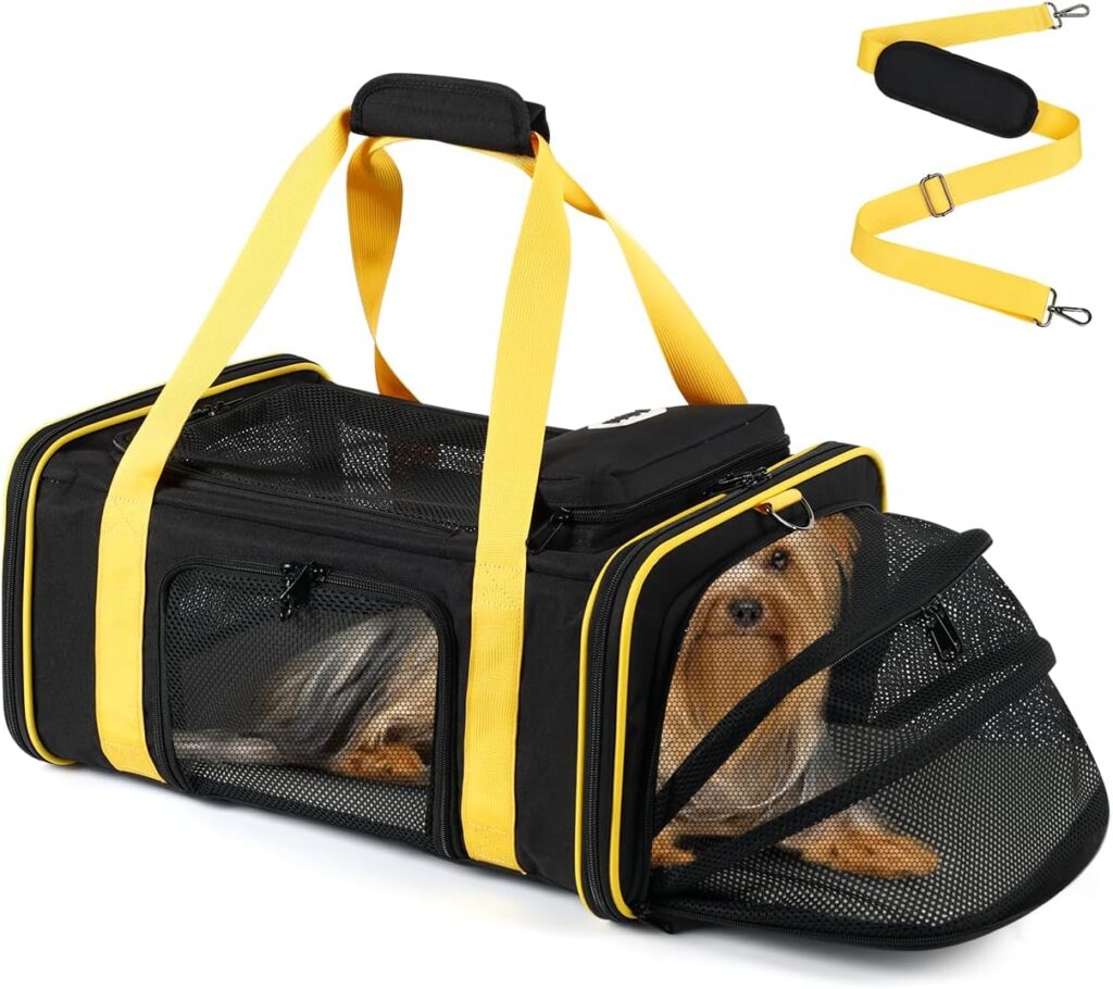 18.5(L) x13.5(W) x9.5(H) Southwest Airlines Approved Expandable pet Carrier,for Extra-Small Dog Puppy cat Weight up to 6 lbs and Length up to 17(Black) Southwest airlines approved expandable pet carrier review