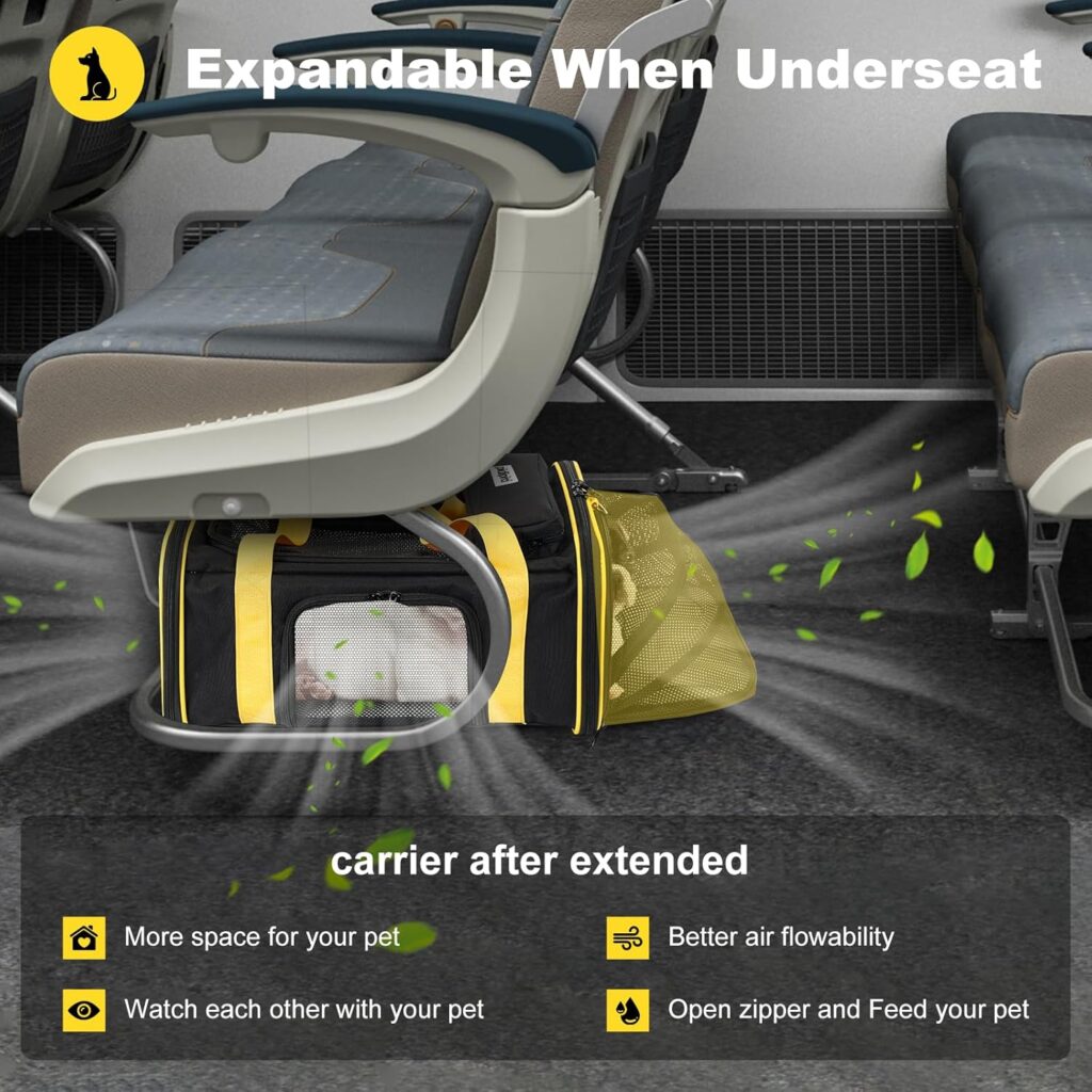 18.5(L) x13.5(W) x9.5(H) Southwest Airlines Approved Expandable pet Carrier,for Extra-Small Dog Puppy cat Weight up to 6 lbs and Length up to 17(Black) Southwest airlines approved expandable pet carrier review