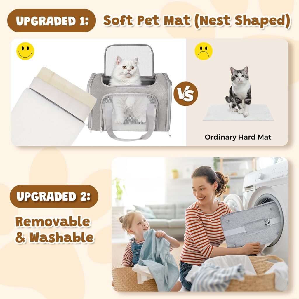 Cat Carrier Soft for Pets Up to 15 Lbs, Cat Travel Bag Soft-Sided with Padded Shoulder Strap, Pet Dog Carriers for Small Dogs Travel Puppy Carry Airline Approved, Grey Cat carrier soft for pets 15 lbs review
