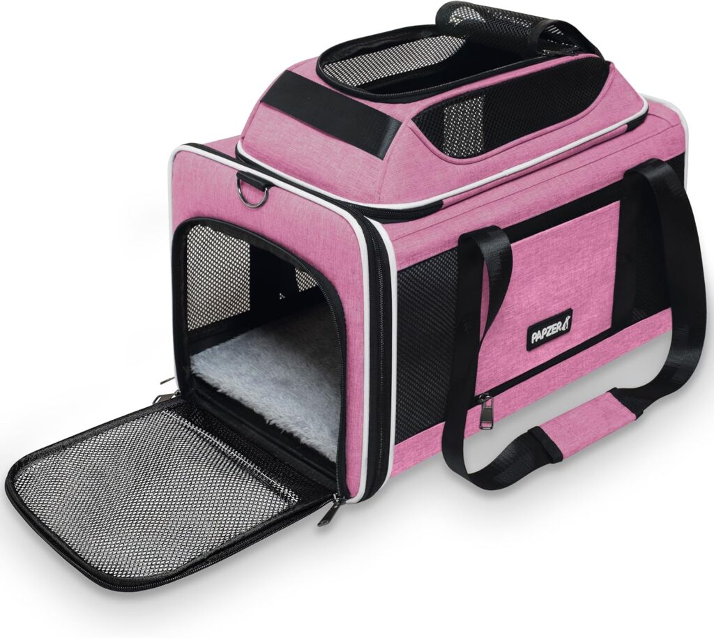 Cat Carrier Top-Expandable 18x11x11, United Delta American Airline Approved Dog Carrier, Soft-Sided Pet Carry Bag Under-Seat in Cabin, Puppy Airplane Travel Crate TSA Plane Kitten Cage Grey