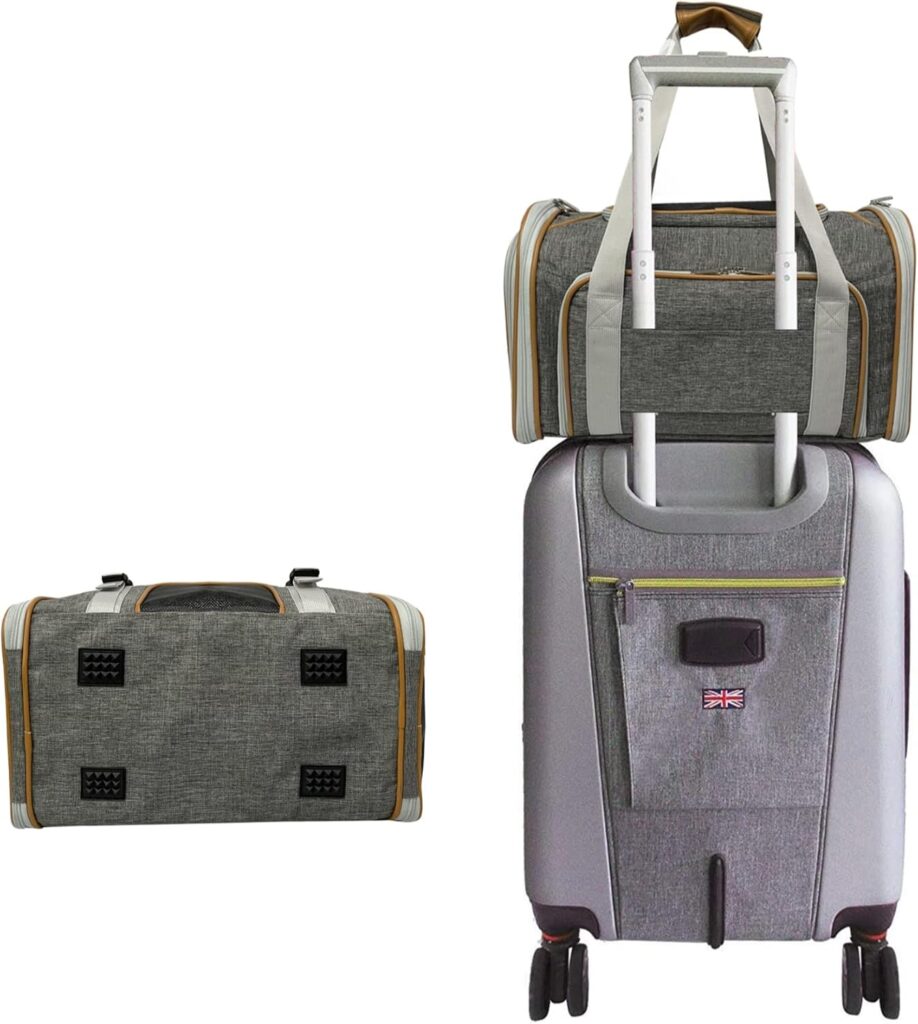 Mr. Peanuts Expandable Airline Approved Soft Sided Pet Carrier, Luxury Travel Tote with Premium Auto Self Locking Zippers, Plush Faux Fleece Bedding with Sturdy Plywood Base, 18LX10.5WX11 H Mr. peanut's expandable airline approved soft-sided pet carrier