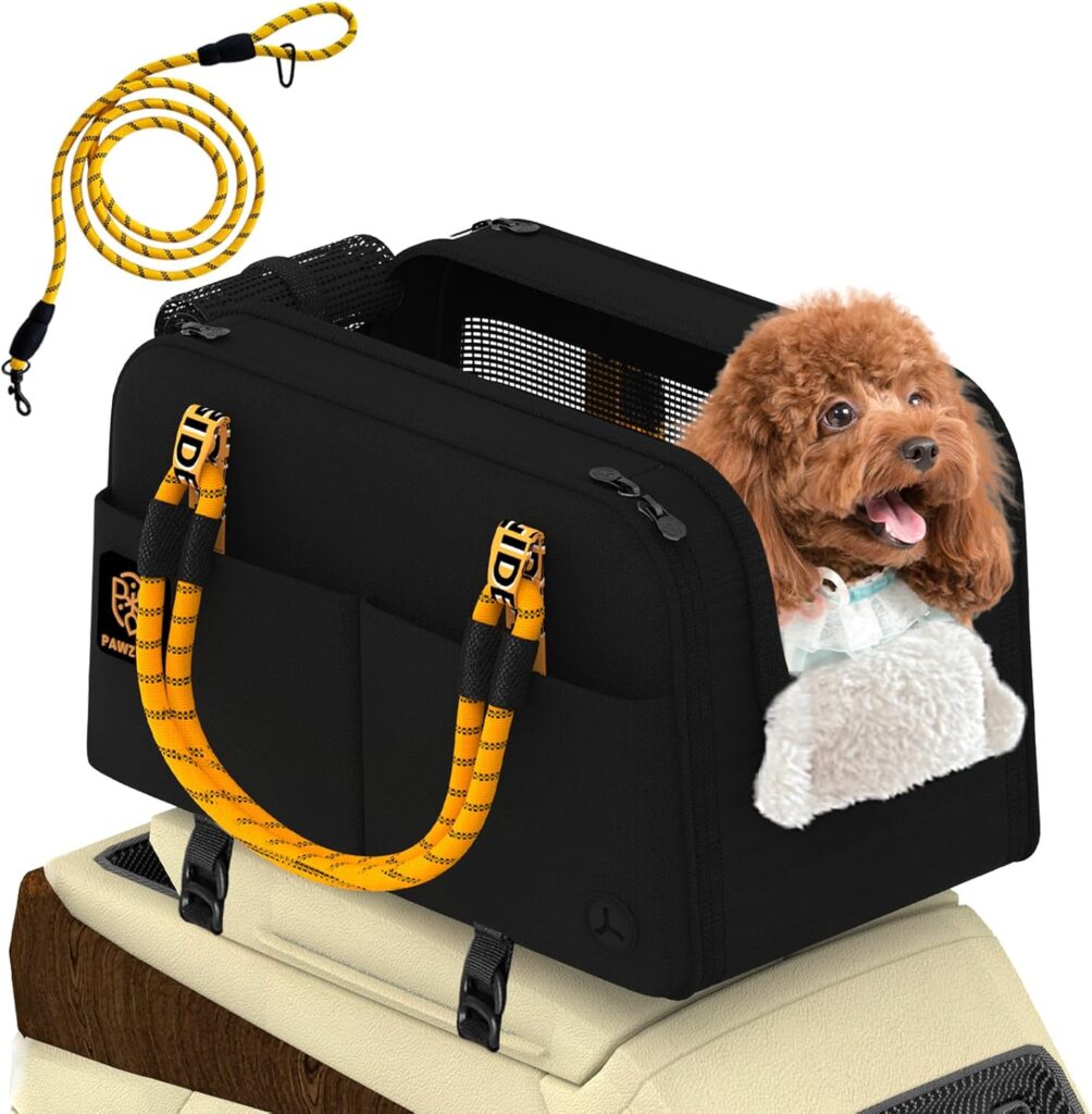 PAWZIDEA Center Console Dog Car Seat, Enclosed Small Dog Armrest Booster Carseat, Secure Straps Anti Slip, Portable TSA Approved Puppy Pet Carrier Soft-Sided, Removable Pillow Storage Pocket, up 12lb Pawzidea center console dog car seat review