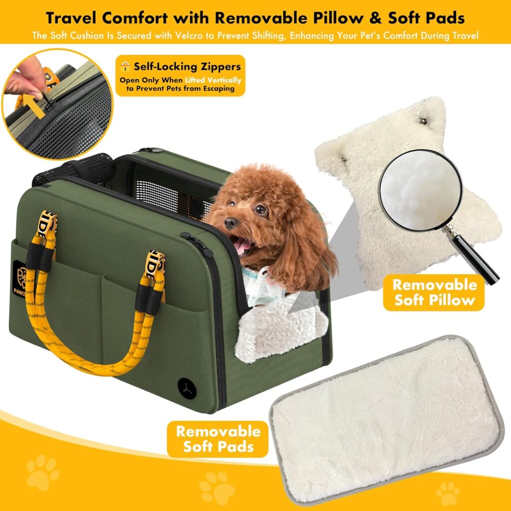 PAWZIDEA Center Console Dog Car Seat, Enclosed Small Dog Armrest Booster Carseat, Secure Straps Anti Slip, Portable TSA Approved Puppy Pet Carrier Soft-Sided, Removable Pillow Storage Pocket, up 12lb Pawzidea center console dog car seat review