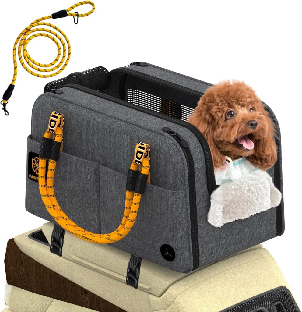 PAWZIDEA Center Console Dog Car Seat, Enclosed Small Dog Armrest Booster Carseat, Secure Straps Anti Slip, Portable TSA Approved Puppy Pet Carrier Soft-Sided, Removable Pillow Storage Pocket, up 12lb Pawzidea center console dog car seat review