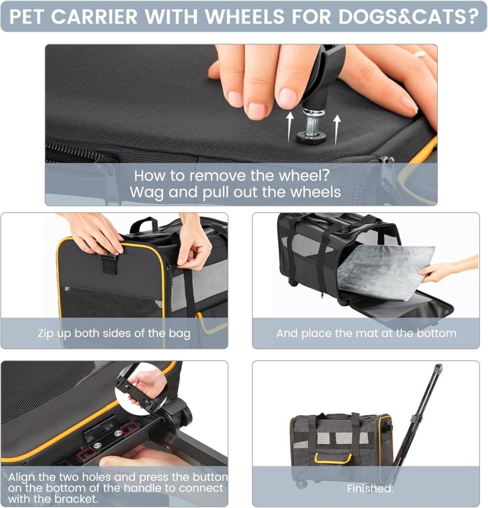 Pet Carrier for Small Pet, Cat Dog Carrier for Car Soft Sided Dog Rolling Crate Cat Travel Bag up to 20 Lbs Pet carrier for small pet review