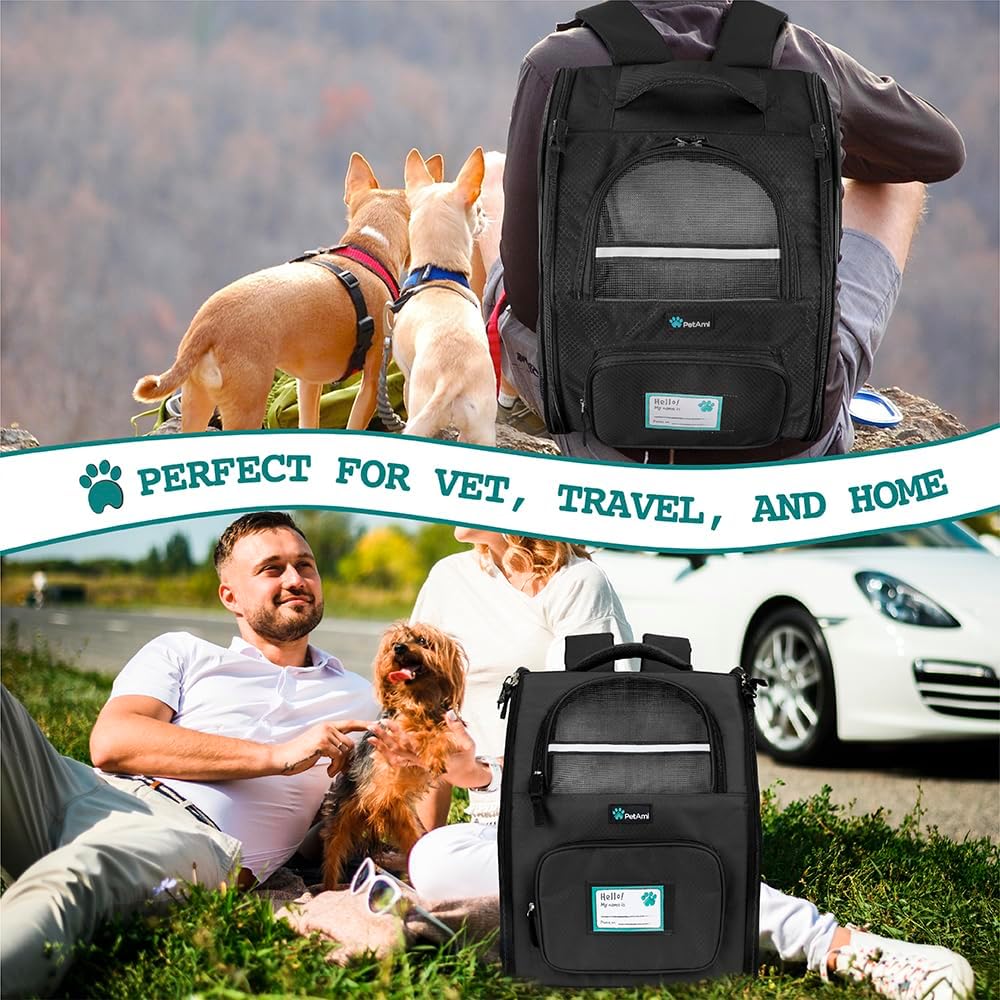 PetAmi Dog Backpack Carrier for Small Large Cat, Pet, Puppy, Ventilated Pet Hiking Backpack Travel Bag, Airline Approved Cat Backpack Carrier, Camping Biking Dog Bag Up to 18lbs Pet, Black PetAmi Dog Backpack Carrier for Small Large Cat, Pet, Puppy, Ventilated Pet Hiking Backpack Travel Bag, Airline Approved Cat Backpack Carrier, Camping Biking Dog Bag Up to 18lbs Pet, Black
