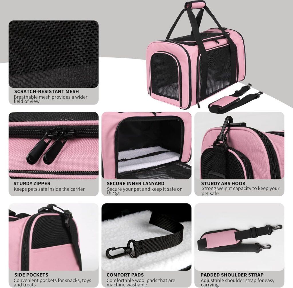 Carriers Soft-Sided Pet Carrier Pink for Medium Large Cats Dogs Undertake 35Lbs,Ventilated Mesh Windows,Top Load Cat Carrier with Airline Approved(X-Large,Pink) Carriers Soft-Sided Pet Carrier Pink for Medium Large Cats Dogs Undertake 35Lbs,Ventilated Mesh Windows,Top Load Cat Carrier with Airline Approved(X-Large,Pink)
