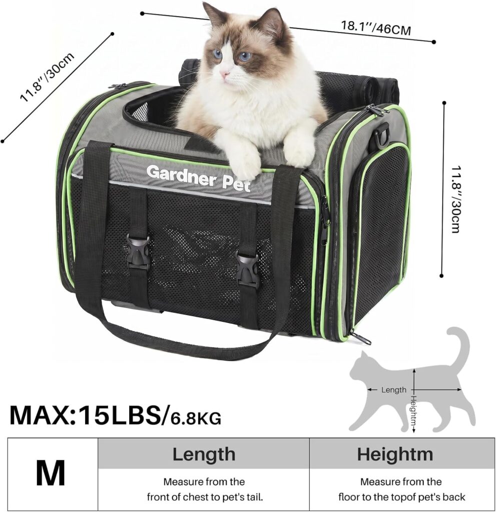 Gardner Pet Expandable Cat Carrier Airline Approved (18x12x12 in), 2-Side Square Extension Pet Travel Carrier for Medium Cats up to lbs, Mesh Soft-Sided Cat Carrier Bag Gardner Pet Expandable Cat Carrier Airline Approved (18x12x12 in), 2-Side Square Extension Pet Travel Carrier for Medium Cats up to lbs, Mesh Soft-Sided Cat Carrier Bag