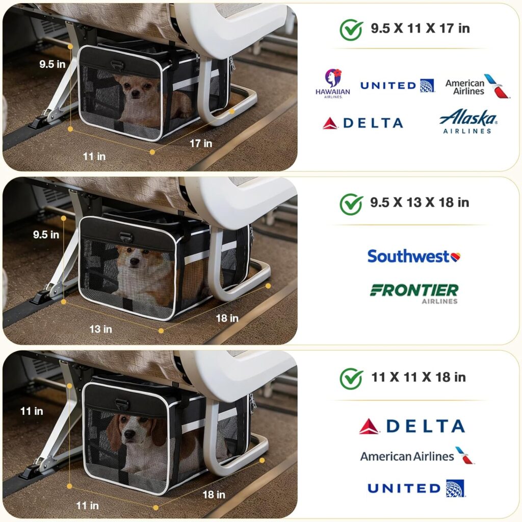 Lekereise Top-Expandable Pet Carrier 17x11x9.5 Inch Alaska Hawaiian Airline Approved Soft Sided Underseat to 12lbs Travel Carriers for Small Dogs and Cats with Locking Safety Zippers Anti-Scratch Mesh Lekereise Top-Expandable Pet Carrier 17x11x9.5 Inch Alaska Hawaiian Airline Approved Soft Sided Underseat to 12lbs Travel Carriers for Small Dogs and Cats with Locking Safety Zippers Anti-Scratch Mesh