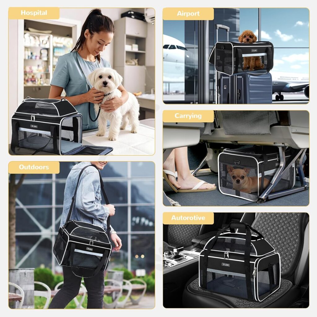 Lekereise Top-Expandable Pet Carrier 17x11x9.5 Inch Alaska Hawaiian Airline Approved Soft Sided Underseat to 12lbs Travel Carriers for Small Dogs and Cats with Locking Safety Zippers Anti-Scratch Mesh Lekereise Top-Expandable Pet Carrier 17x11x9.5 Inch Alaska Hawaiian Airline Approved Soft Sided Underseat to 12lbs Travel Carriers for Small Dogs and Cats with Locking Safety Zippers Anti-Scratch Mesh