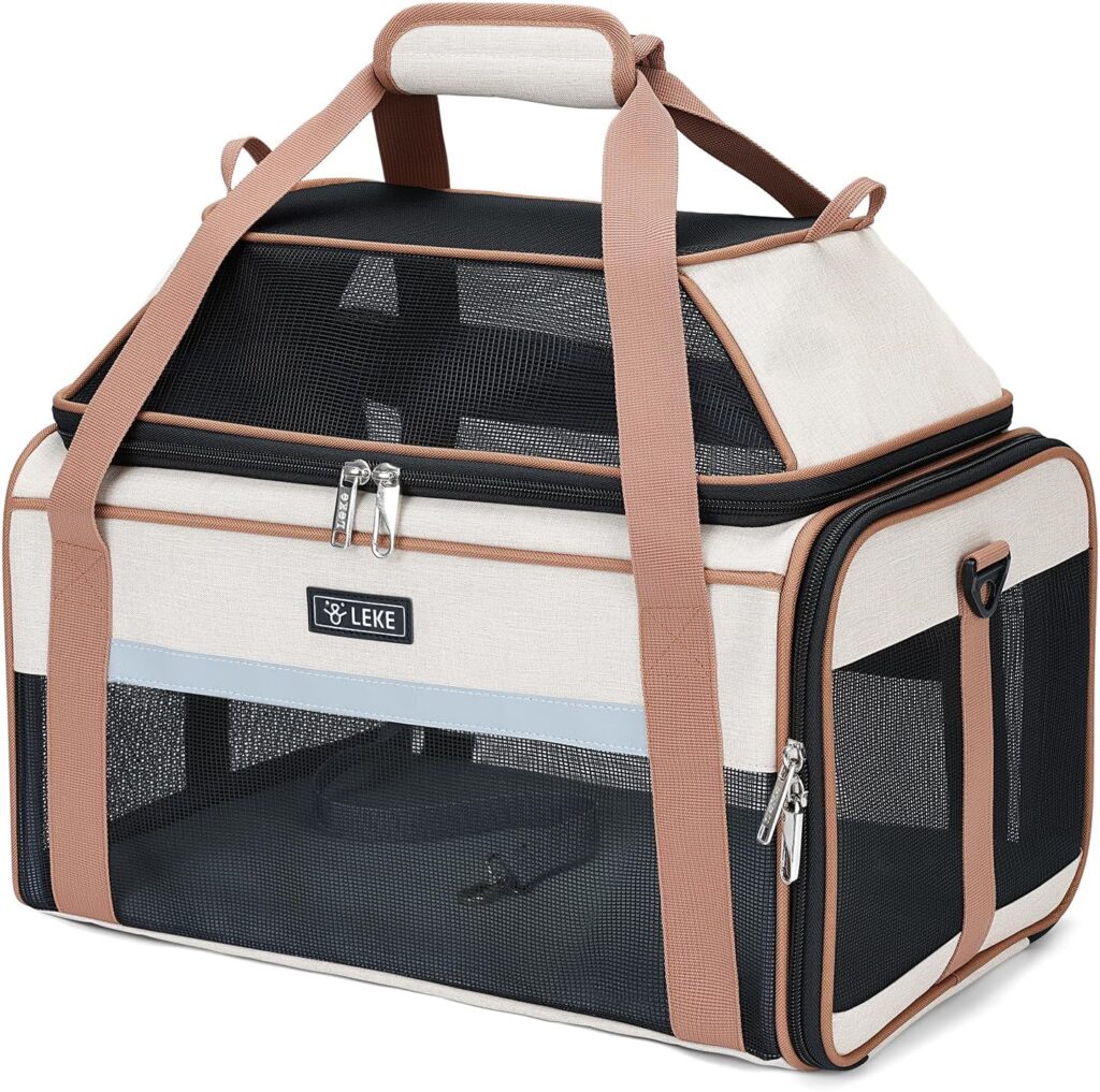 Lekereise Top-Expandable Pet Carrier 18x13x9.5 Inch Southwest Frontier Airline Approved Soft Sided Underseat to 15lbs Travel Carriers for Small Cats Dogs with Locking Safety Zippers Anti-Scratch Mesh Lekereise Top-Expandable Pet Carrier 18x13x9.5 Inch Southwest Frontier Airline Approved Soft Sided Underseat to 15lbs Travel Carriers for Small Cats Dogs with Locking Safety Zippers Anti-Scratch Mesh