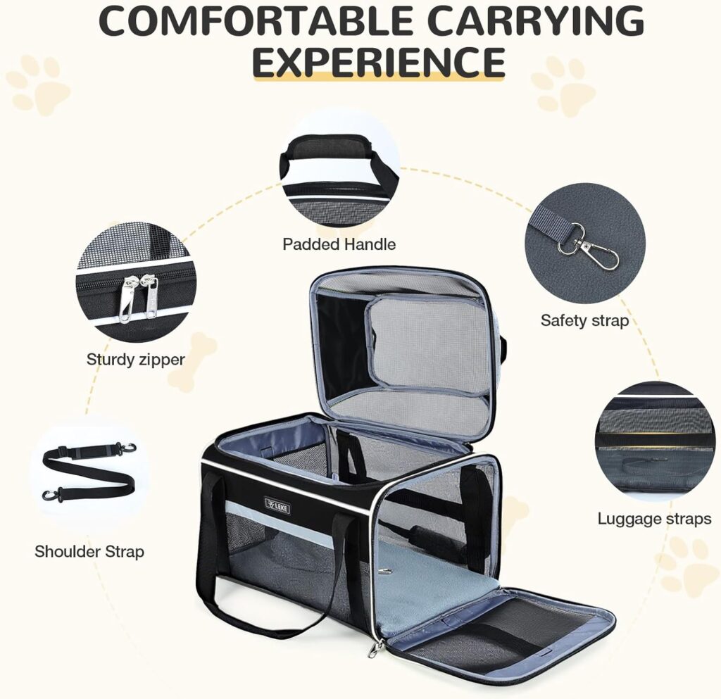 Lekereise Top-Expandable Pet Carrier 18x13x9.5 Inch Southwest Frontier Airline Approved Soft Sided Underseat to 15lbs Travel Carriers for Small Cats Dogs with Locking Safety Zippers Anti-Scratch Mesh Lekereise Top-Expandable Pet Carrier 18x13x9.5 Inch Southwest Frontier Airline Approved Soft Sided Underseat to 15lbs Travel Carriers for Small Cats Dogs with Locking Safety Zippers Anti-Scratch Mesh