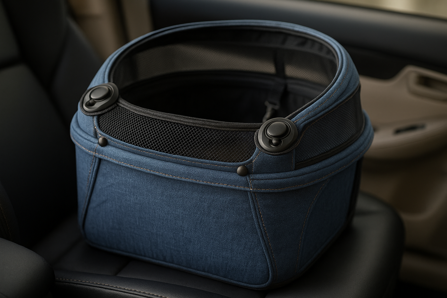 Pet Gear No-Zip View 360 Pet Carrier & Car Seat, Denim, 20″