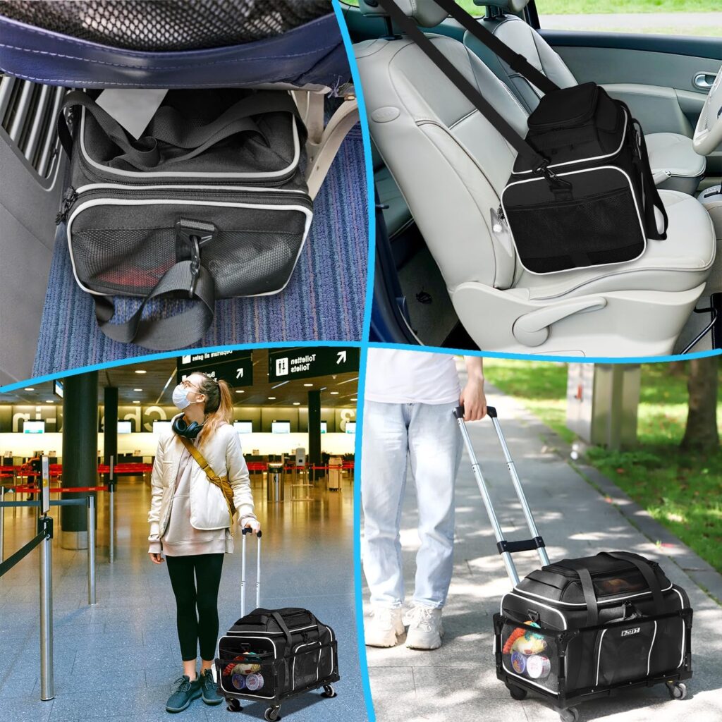 Petskd Top-Expandable Small Pet Carrier with Wheels (17 L x W x 8.5 H), JetBlue/Allegiant/Spirit Airlines Approved, Rolling Pet Carrier for Small Dogs Cats (Black) Petskd Top-Expandable Small Pet Carrier with Wheels (17 L x W x 8.5 H), JetBlue/Allegiant/Spirit Airlines Approved, Rolling Pet Carrier for Small Dogs Cats (Black)