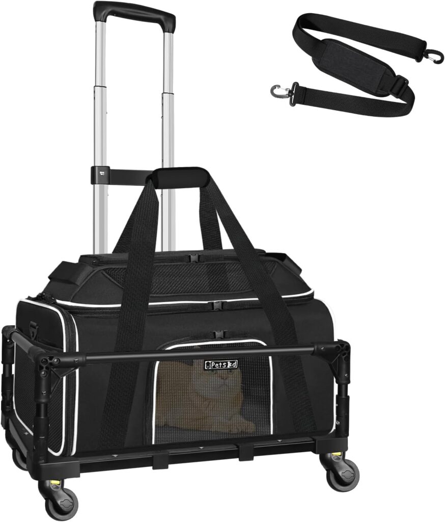Petskd Top-Expandable Small Pet Carrier with Wheels (17 L x W x 8.5 H), JetBlue/Allegiant/Spirit Airlines Approved, Rolling Pet Carrier for Small Dogs Cats (Black) Petskd Top-Expandable Small Pet Carrier with Wheels (17 L x W x 8.5 H), JetBlue/Allegiant/Spirit Airlines Approved, Rolling Pet Carrier for Small Dogs Cats (Black)