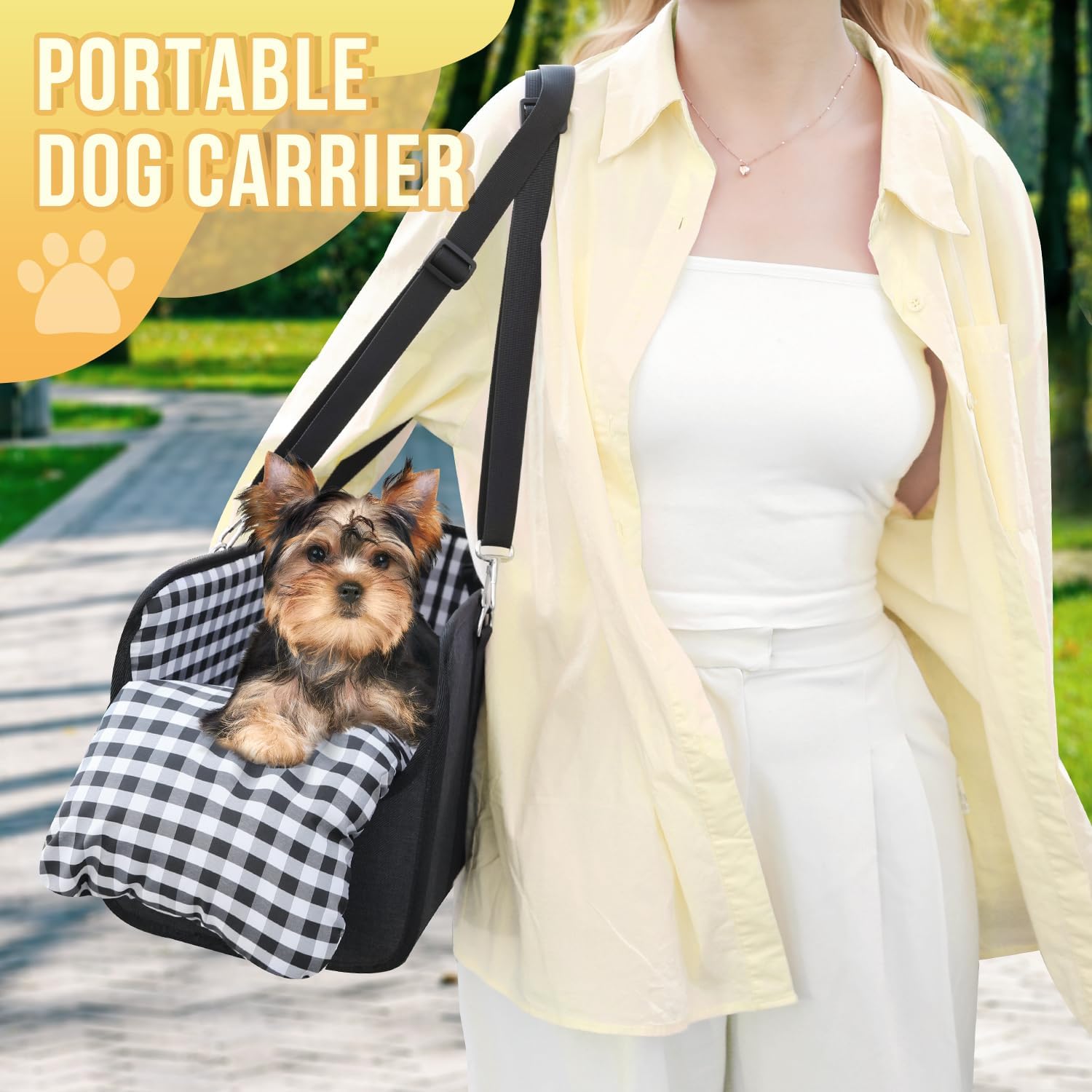 SlowTon Console Dog Car Seat – Portable Dogs Armrest Booster Seat for Small Dog, Anti-Collapse Pet Car Seat with Soft Cushion Safety Belt, Support Pet Up to 11lbs (Black)