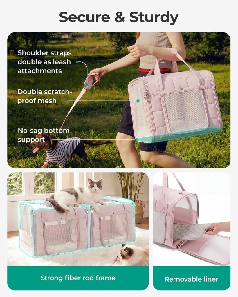 BAGSMART Double Cat Carrier for Cats, Large Soft Pet Carriers for Travel review