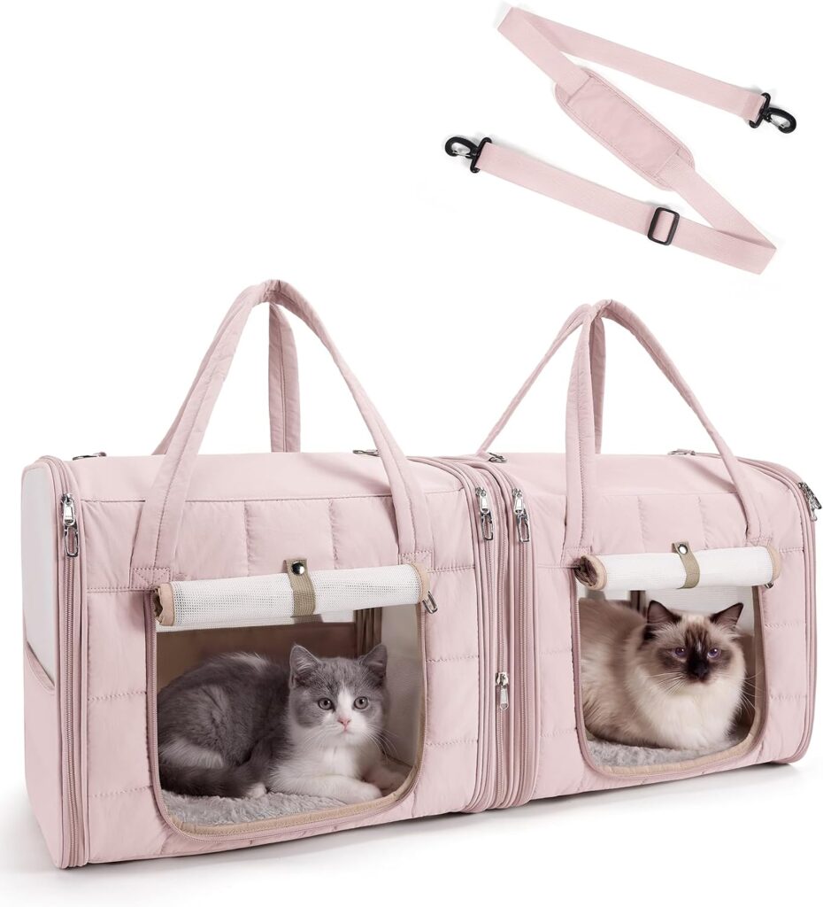 BAGSMART Double Cat Carrier for Cats, Large Soft Pet Carriers for Travel review