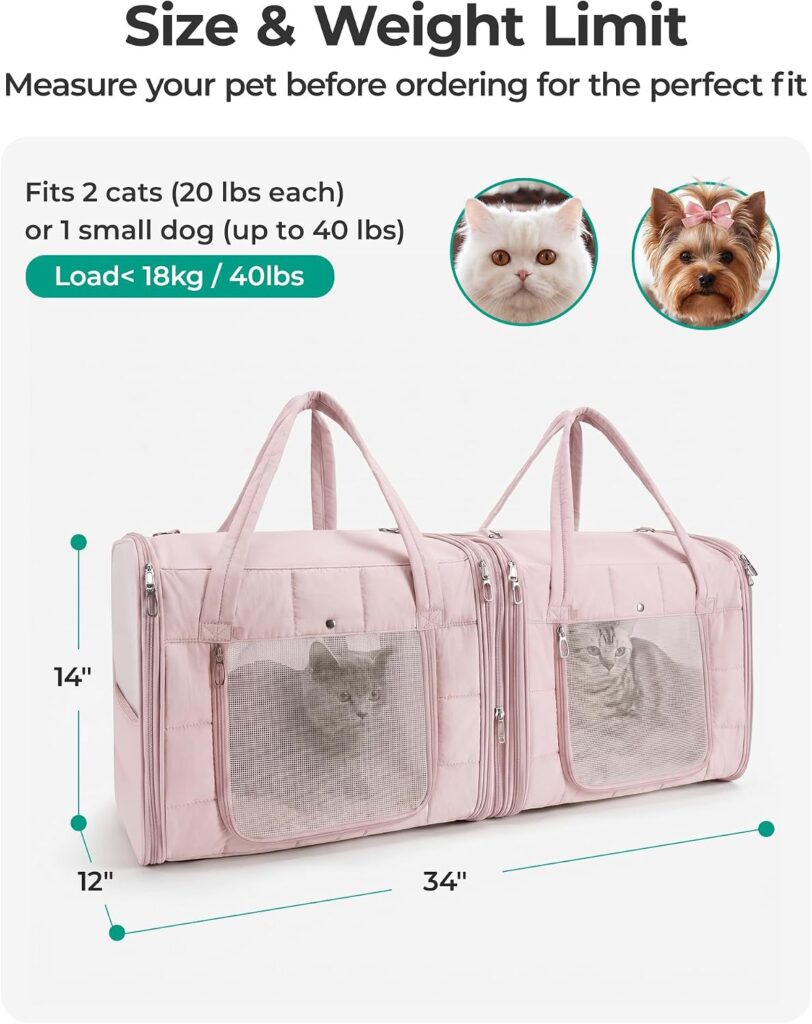 https://www.amazon.com/dp/B0GZ3N33YM - BAGSMART Double Cat Carrier for Cats, Large Soft Pet Carriers for Travel review