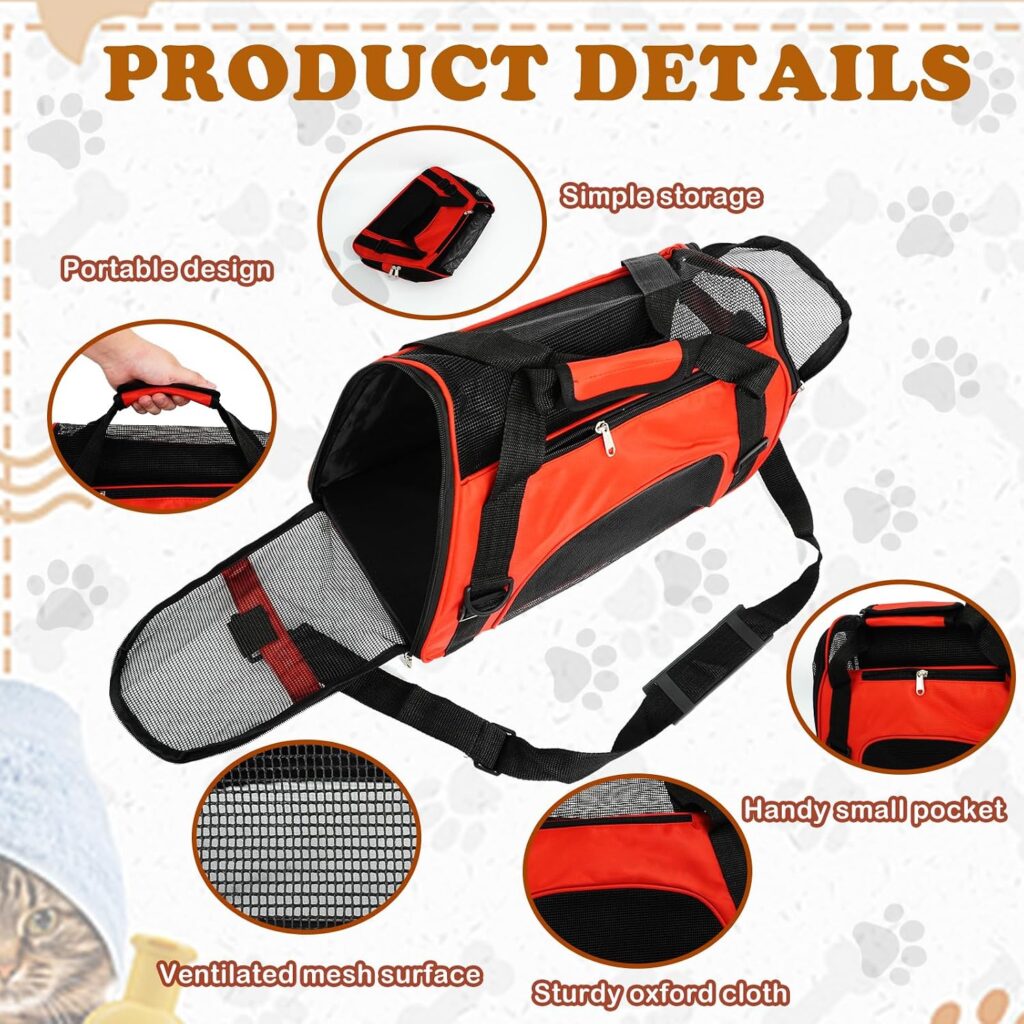 6 Pcs Cat Carrier 16.9 x 9.6 x 8.3 Inch Portable Soft-Sided Pet Carrying Bag Comfortable Foldable Bag for Small Pet Travel