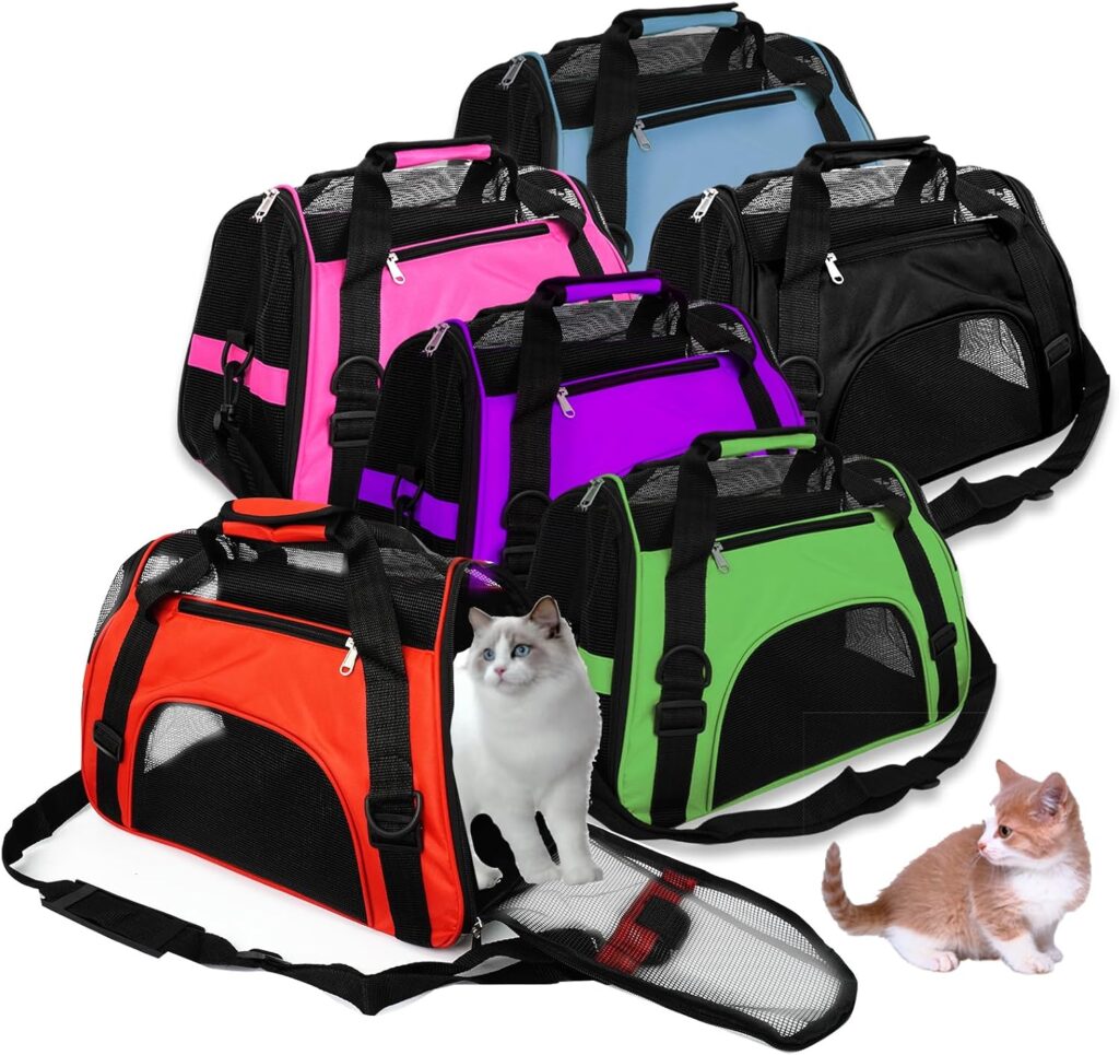 6 Pcs Cat Carrier 16.9 x 9.6 x 8.3 Inch Portable Soft-Sided Pet Carrying Bag Comfortable Foldable Bag for Small Pet Travel