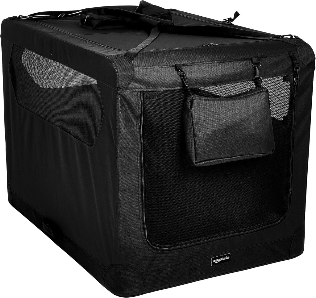 Amazon Basics Portable Folding Soft Pet Dog Crate Carrier Kennel for Large Dogs, Easy to Clean, x x inches, Grey