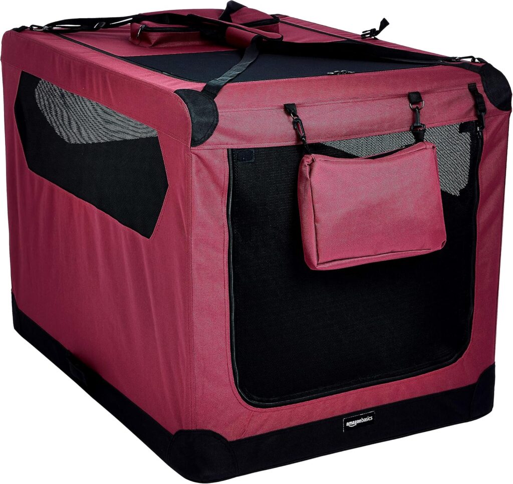 Amazon Basics Portable Folding Soft Pet Dog Crate Carrier Kennel for Large Dogs, Easy to Clean, x x inches, Grey