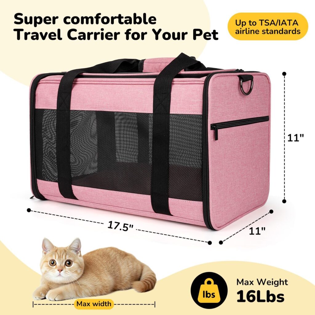 Hipubby Cat Carrier Dog Carrier for Pets Up to Lbs, Soft-Sided Pet Travel Carrier for Cats and Small Dogs, Airline