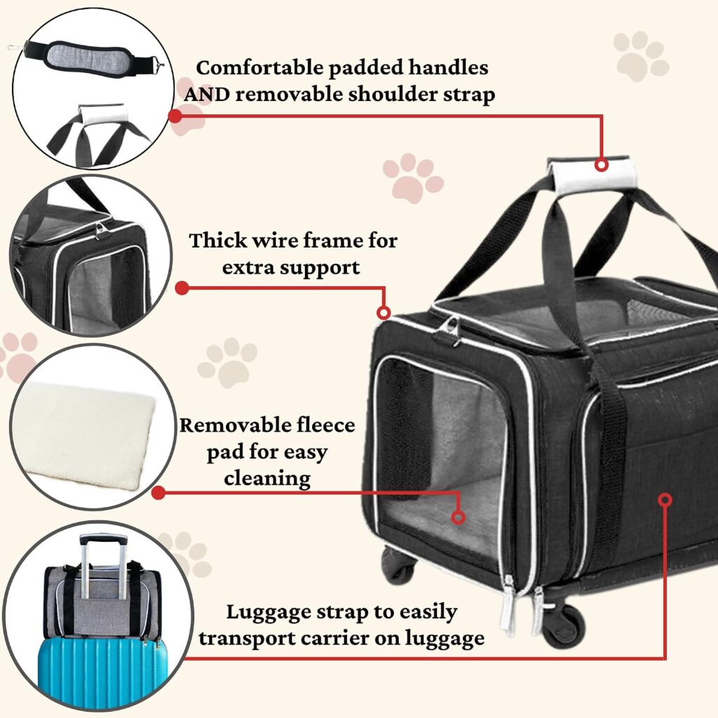 https://www.amazon.com/dp/B0B15N4X4C - RUFF LIFE Airline Approved Expandable Premium Pet Carrier on Wheels- Two Sided Rolling Carrier- Designed for Dogs & Cats- Extra Spacious Soft Lined Carrier! (Black) (RL-PET-CARRIER-WHEELS) review
