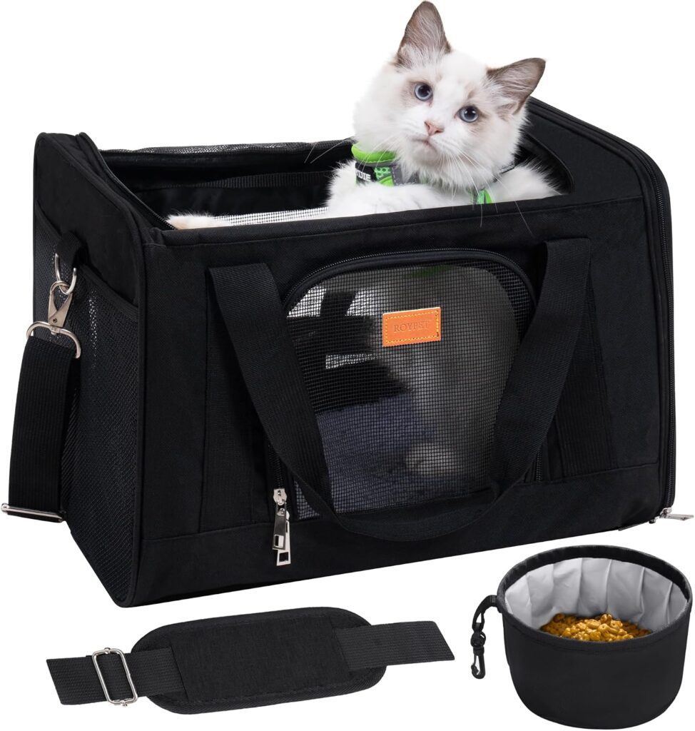 https://www.amazon.com/dp/B0D6R1K5QW - ROYPET Cat Carrier,Portable Pet Carrier Bag for Cats and Small Dogs,Foldable Soft-Sided and Scratch-Proof mesh Cat Bag Pet Carriers,Airline Approved Pet Carrier,Pet Travel Carrier Up to Lbs,Black review