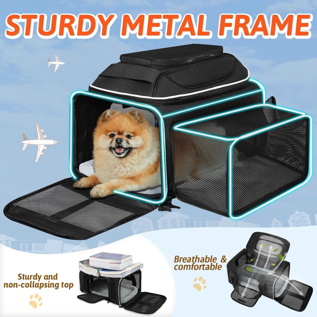 https://www.amazon.com/dp/B0D7V7R87F - Petskd Top and Side Expandable Small Pet Carrier Airline Approved, Black
