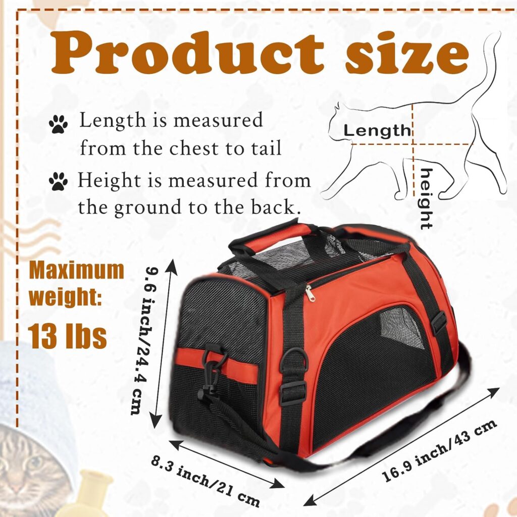 https://www.amazon.com/dp/B0FK4XZ4H4 - Pcs Cat Carrier 16.9 x 9.6 x 8.3 Inch Portable Soft-Sided Pet Carrying Bag Comfortable Foldable Bag for Small Pet Travel