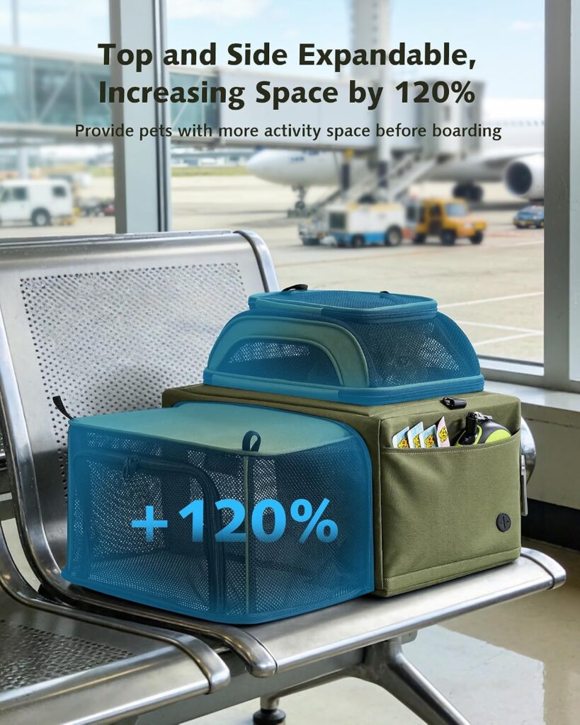 https://www.amazon.com/dp/B0G6JXCDJY - Pecute Top Expandable Airline Approved Pet Carrier for Cats, Olive Green