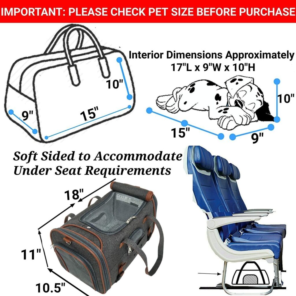 Mr. Peanut's Airline Approved Soft Sided Pet Carrier, Low Profile Gold Series Tote, Premium Brand Self Locking Zippers, Under