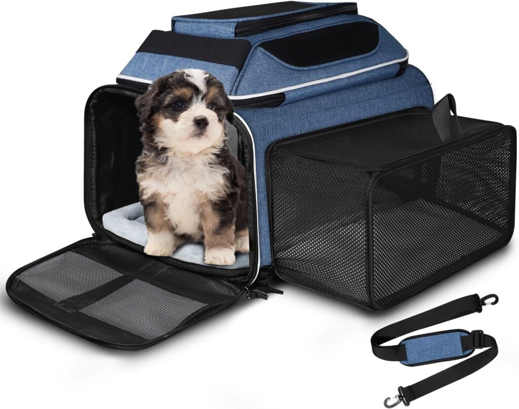 Petskd Top and Side Expandable Small Pet Carrier Airline Approved, Black