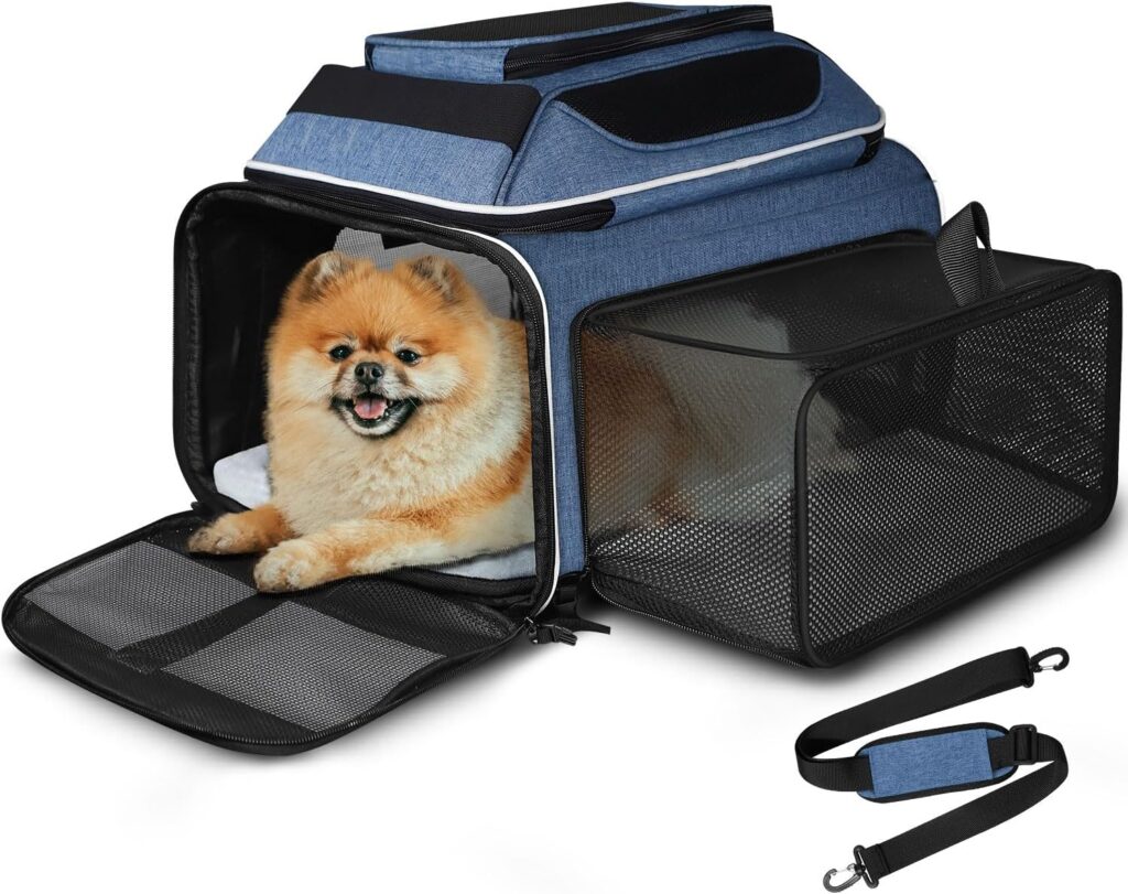 Petskd Top and Side Expandable Small Pet Carrier Airline Approved, Black