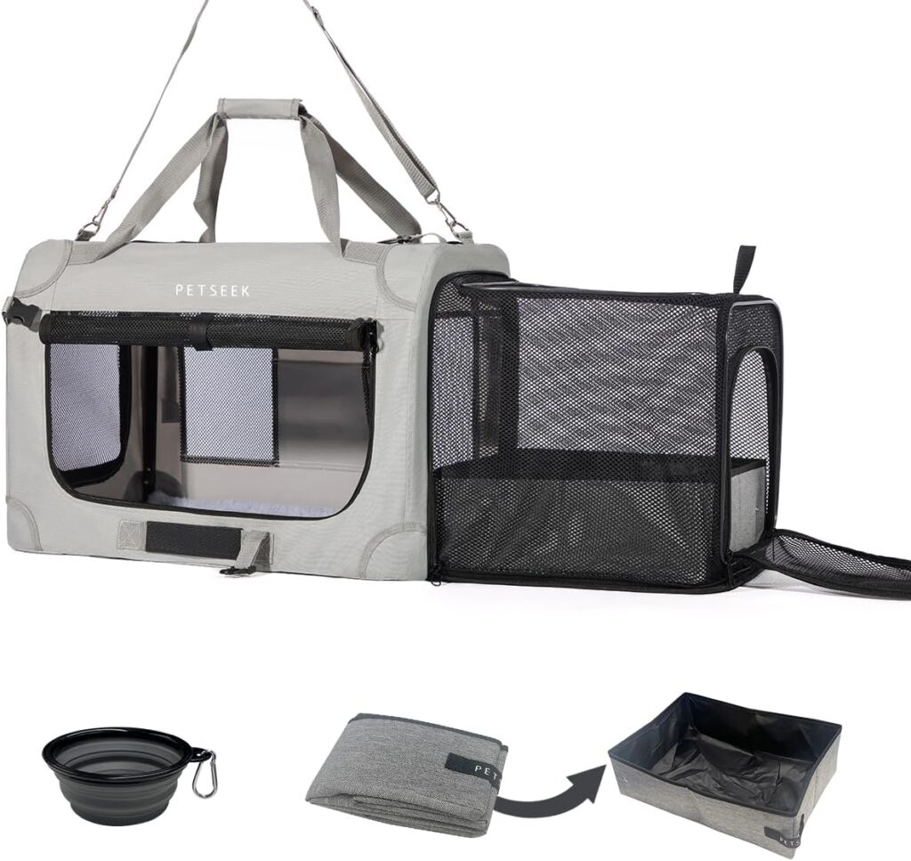Product Name: Extra Large Expandable Cat Carrier Soft Sided for Car, Portable Small Dog Carrier for Cats, 24"x16.5"x16" Road Travel Folding Comfortable Design with Litter Box and Bowl review