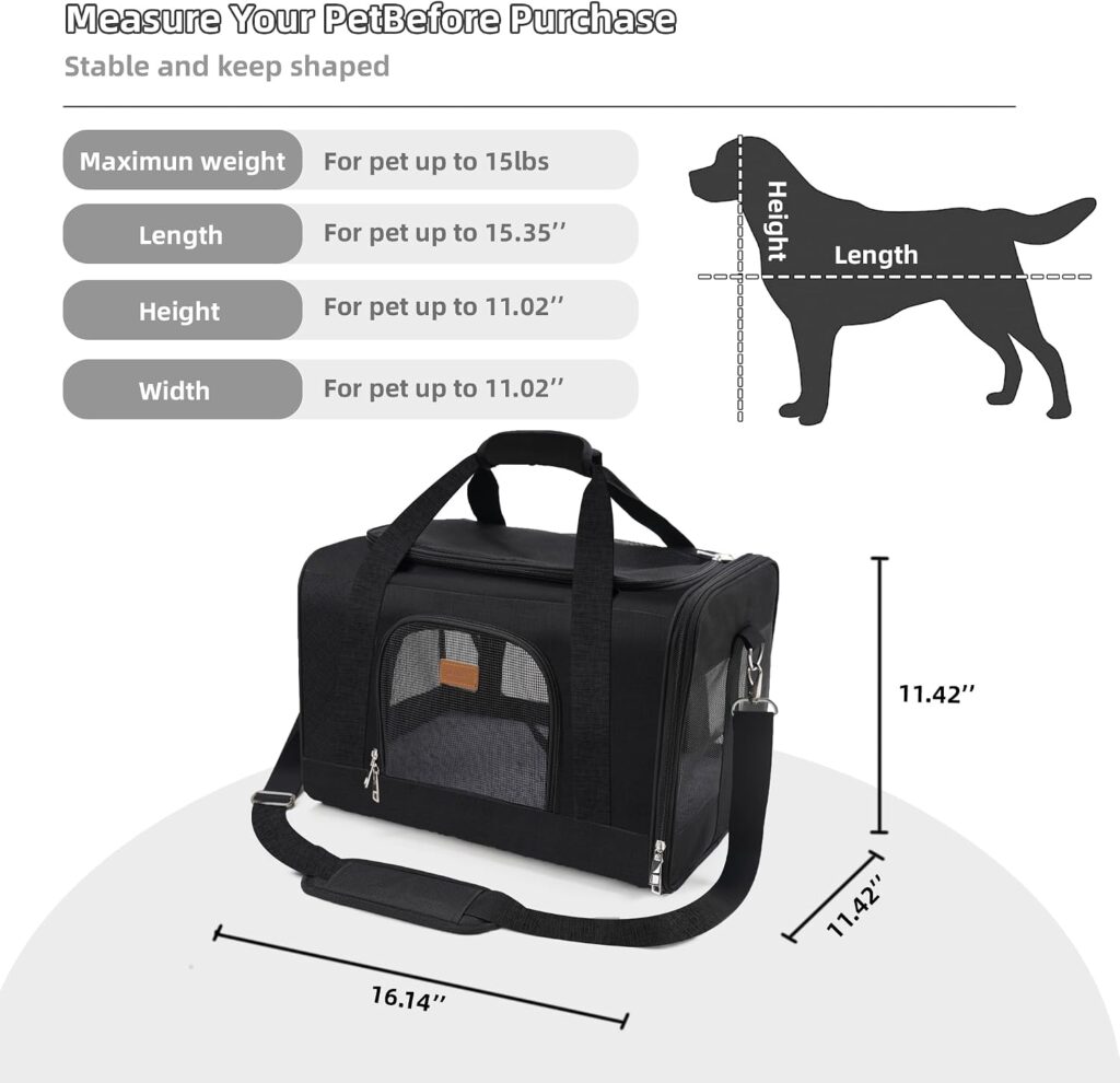 ROYPET Cat Carrier,Portable Pet Carrier Bag for Cats and Small Dogs,Foldable Soft-Sided and Scratch-Proof mesh Cat Bag Pet Carriers,Airline Approved Pet Carrier,Pet Travel Carrier Up to Lbs,Black review