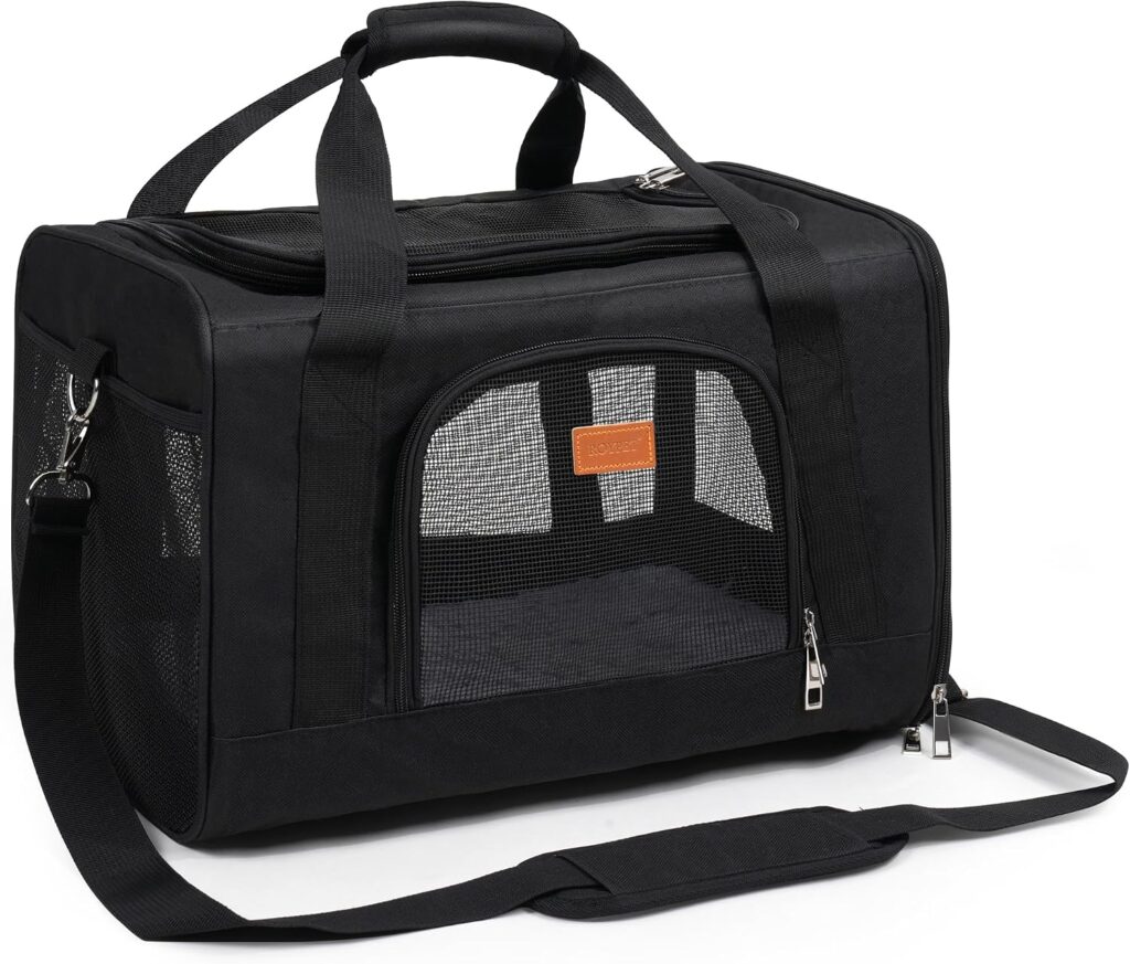 ROYPET Cat Carrier,Portable Pet Carrier Bag for Cats and Small Dogs,Foldable Soft-Sided and Scratch-Proof mesh Cat Bag Pet Carriers,Airline Approved Pet Carrier,Pet Travel Carrier Up to Lbs,Black review